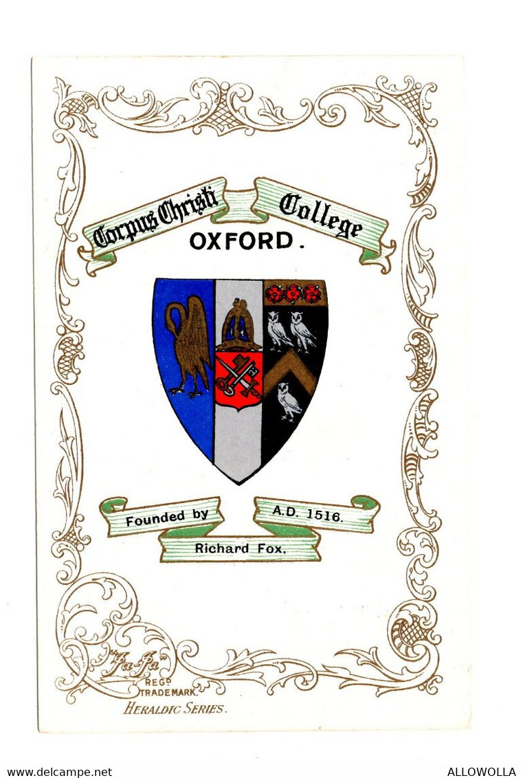 13412 " CORPUS CHRISTI COLLEGE-OXFORD HERALDIC EMBLEM " -CARTOLINA POST. NON SPED. - Oxford