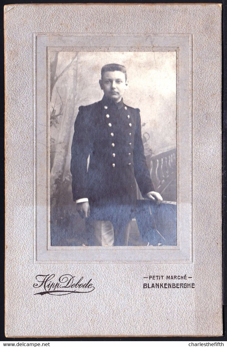 VIEILLE GRANDE PHOTO MONTEE - SOLDAT ARMEE BELGE - PHOTO DEBODE - BLANKENBERGE - Oud (voor 1900)