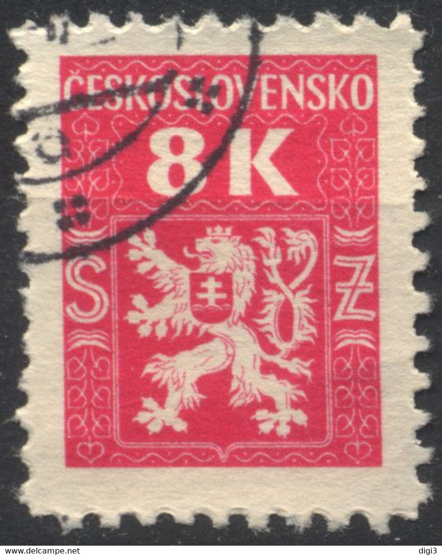 Tchécoslovaquie, 1945, Service, Armoirie (abréviation De Devise: K), 8 K, Oblitéré - Timbres De Service