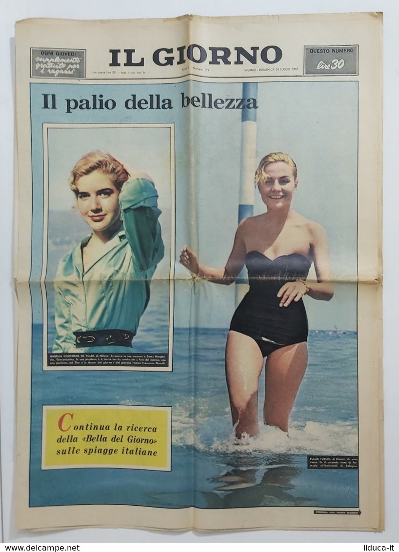 36334 Il Giorno A.II N.179 1957 - Palio Della Bellezza - Diana Dors - Eisenhower - Mode