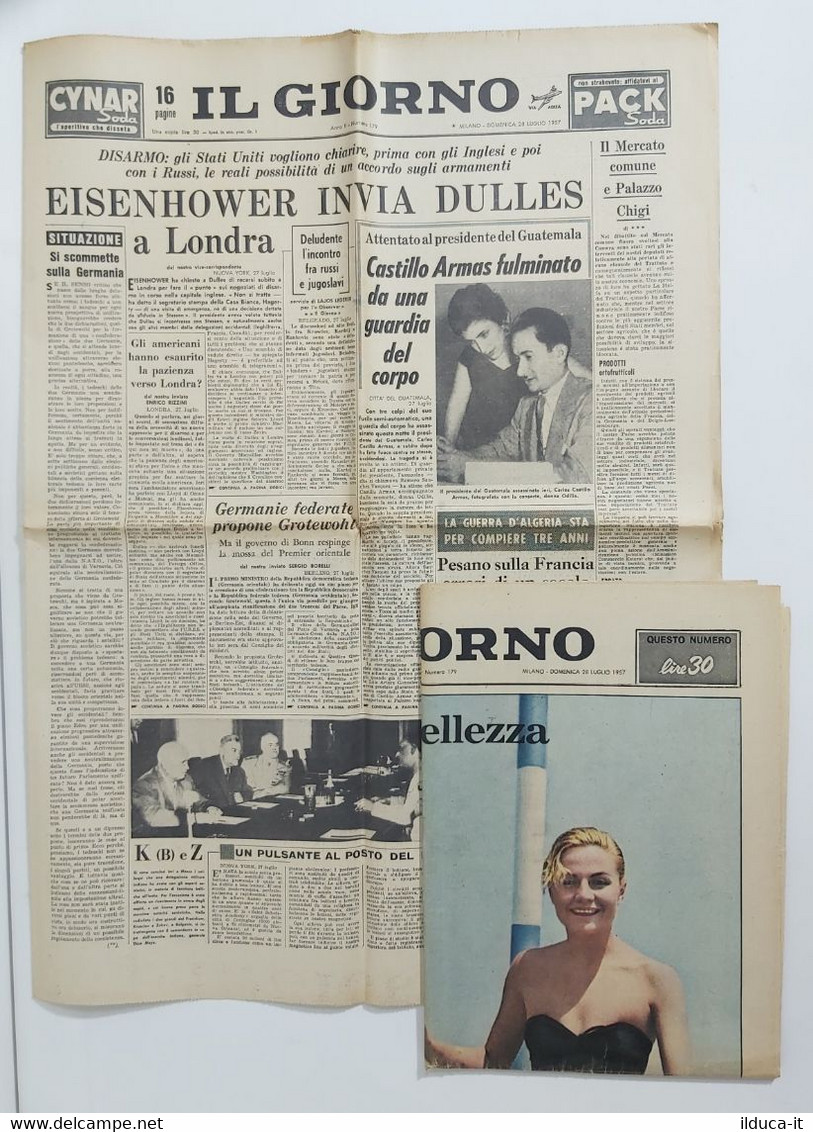 36334 Il Giorno A.II N.179 1957 - Palio Della Bellezza - Diana Dors - Eisenhower - Fashion