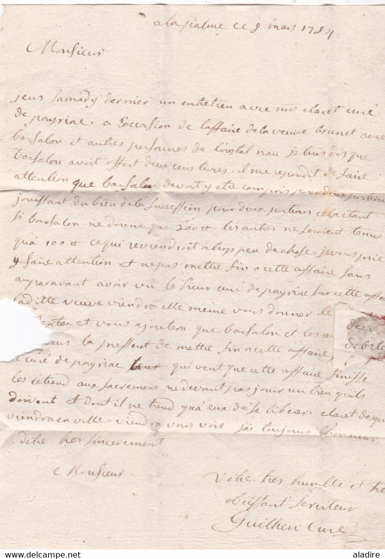 1784 - Lettre Pliée Avec Correspondance De La Palme, Aude Vers Narbonne - Règne De Louis XVI - 1701-1800: Précurseurs XVIII