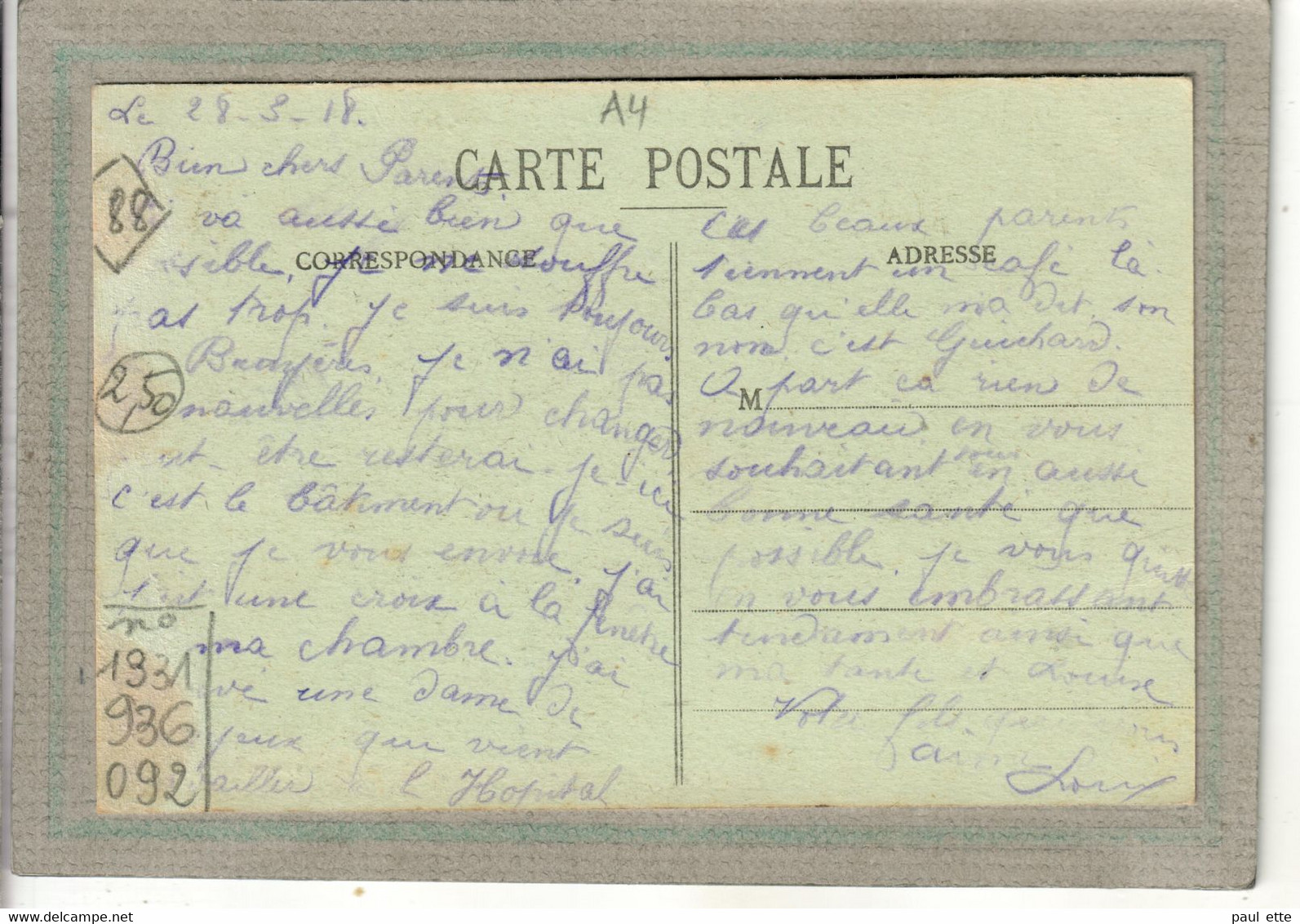 CPA - (88) BRUYERES - Mots Clés: Hôpital, Auxiliaire, Complémentaire, Militaire, Mixte, Temporaire En 1918 - Bruyeres