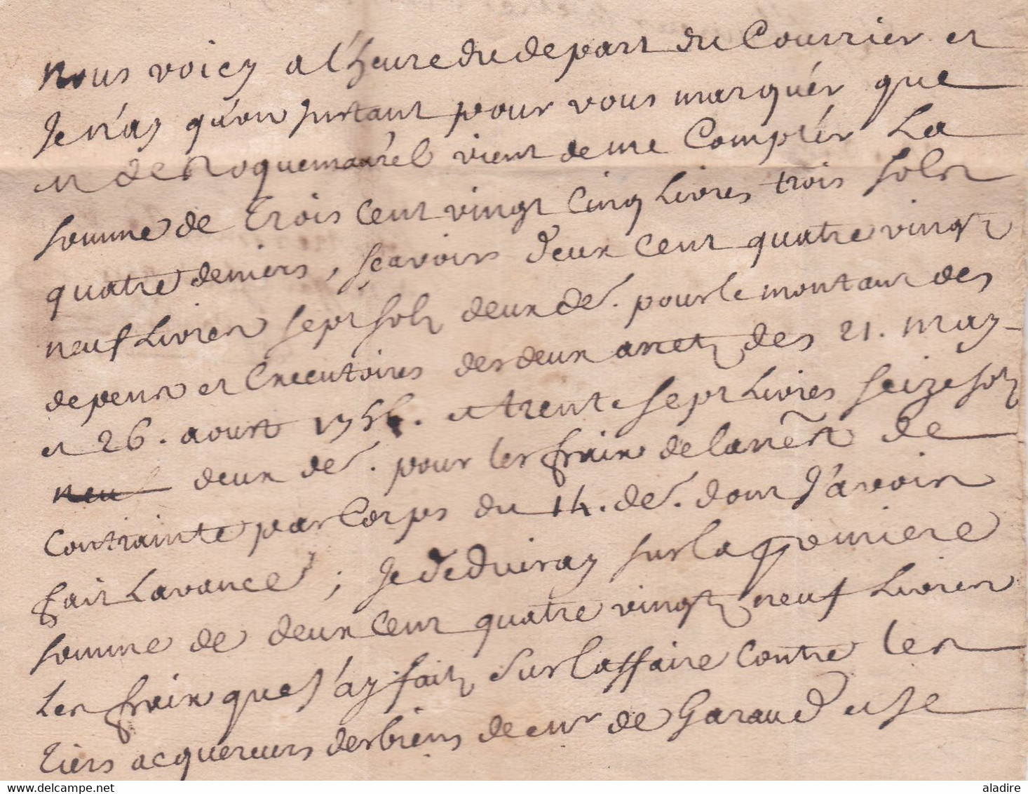 1758 - Marque Postale De Toulouse  Sur Lettre Pliée Avec Correspondance De 3 Pages Vers Montpellier - Taxe 4 Sols - 1701-1800: Precursors XVIII