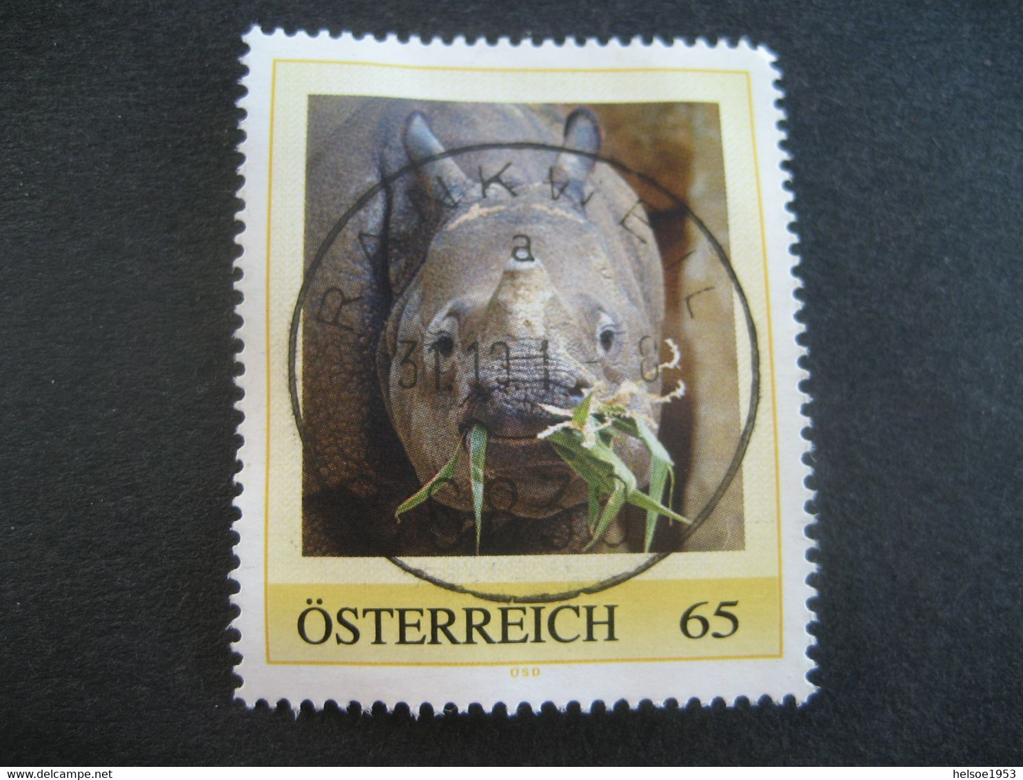 Österreich Pers.BM- Nashorn Gebraucht Mit Stempel Rankweil - Personalisierte Briefmarken