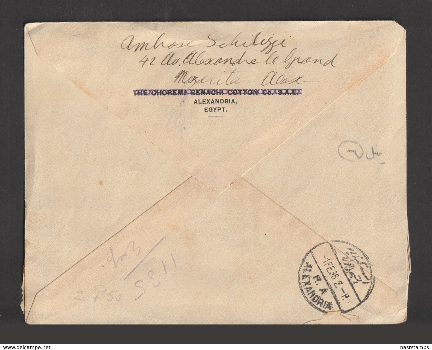 Egypt - 1938 - Registered - ( Intl. Telecommunication Conf., Cairo ) - Alexandria - Cartas & Documentos