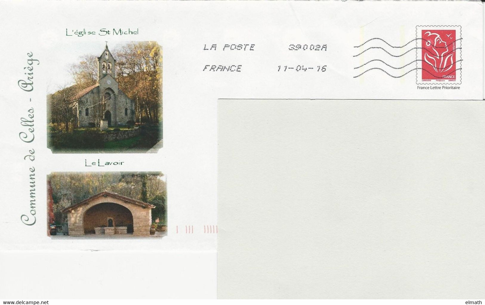 Mairie De CELLES (Ariège) Sur PAP Lamouche : Eglise St Michel - Lavoir - 11/4/2016 - Prêts-à-poster: Repiquages /Lamouche