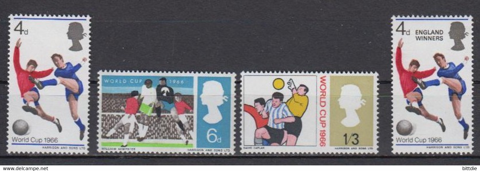 Fußball-WM'66 , GB  422/24 + 429 , Xx  (C 933) - 1966 – Angleterre