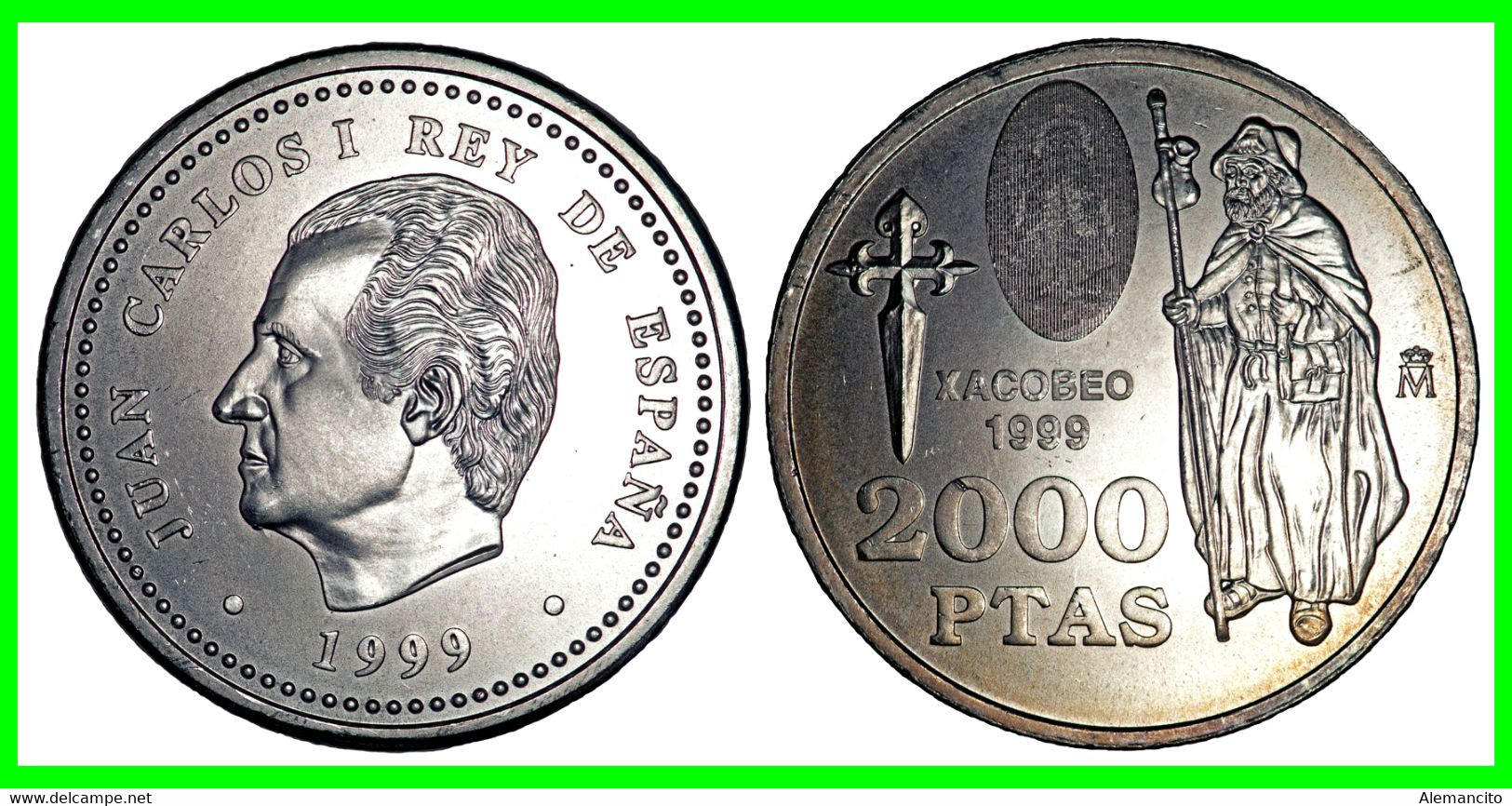 MONEDA CONMEMORATIVA 2000 PTAS. 1999. PLATA. AÑO XACOBEO. - 2 000 Pesetas