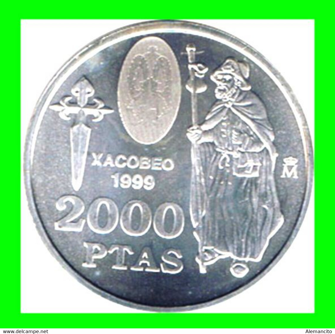 MONEDA CONMEMORATIVA 2000 PTAS. 1999. PLATA. AÑO XACOBEO. - 2 000 Pesetas