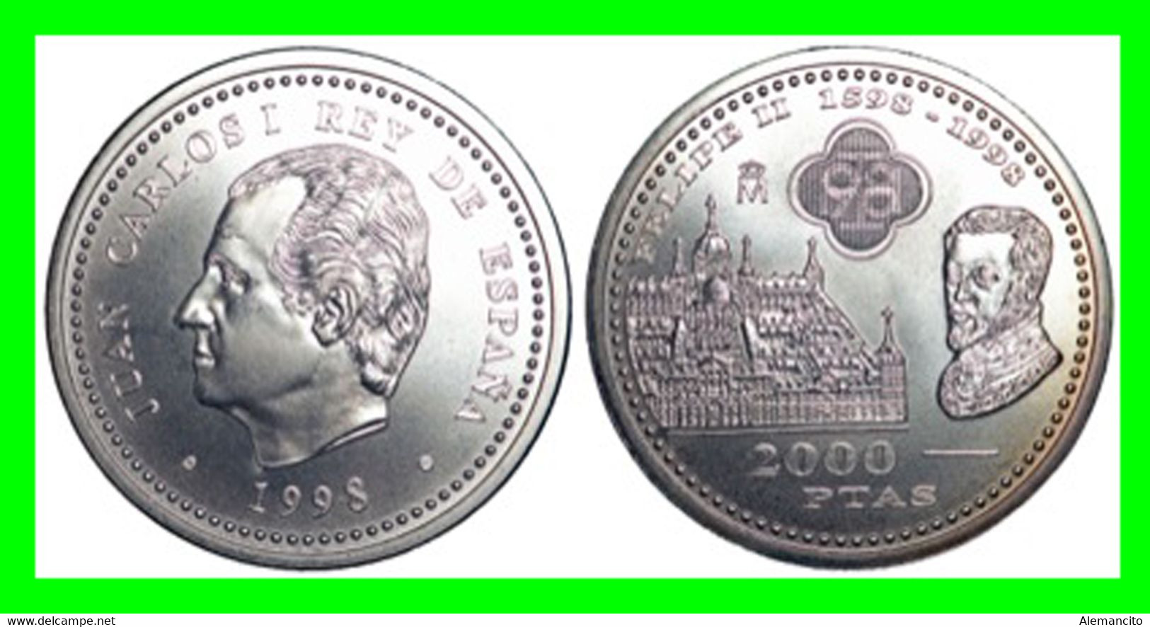 ESPAÑA MONEDA CONMEMORATIVA 2000 PTAS. 1998. PLATA. MUERTE DE FELIPE II. EL ESCORIAL. PESO: 18.2. Gr. DIÁMETRO: 33 - MM. - 2 000 Pesetas