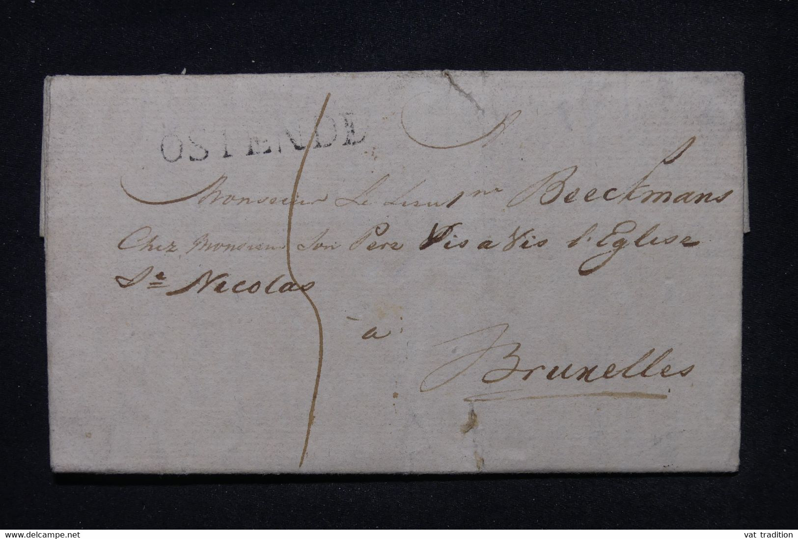 BELGIQUE - Marque Postale De Ostende Sur Lettre Pour Bruxelles - L 104622 - 1794-1814 (Période Française)