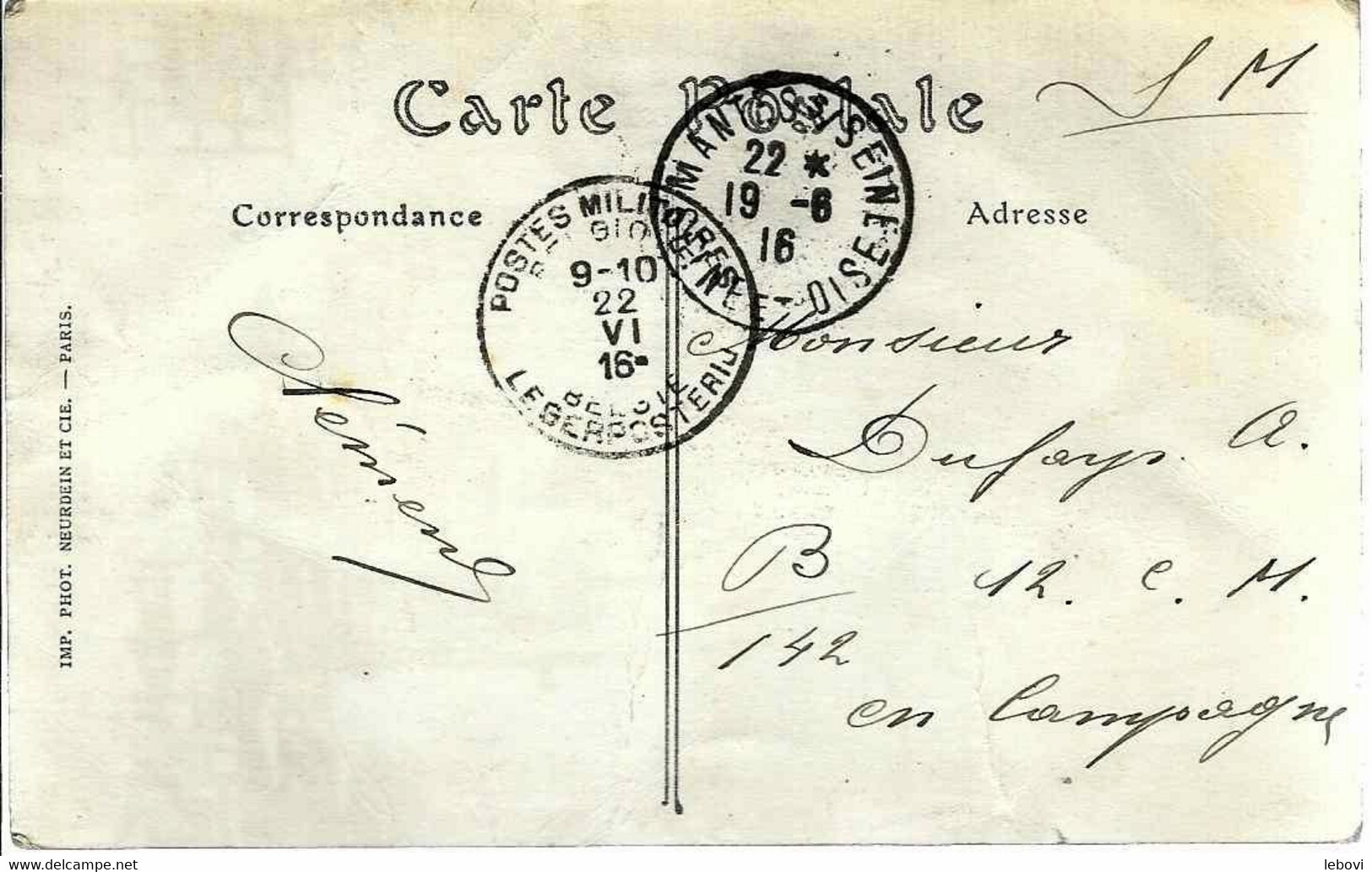 FRANCE Carte Postale Ayant Circulé En Franchise  De MANTES-SUR-SEINE  Vers Un Militaire Belge En Campagne (22-VI-1916)) - Franchise