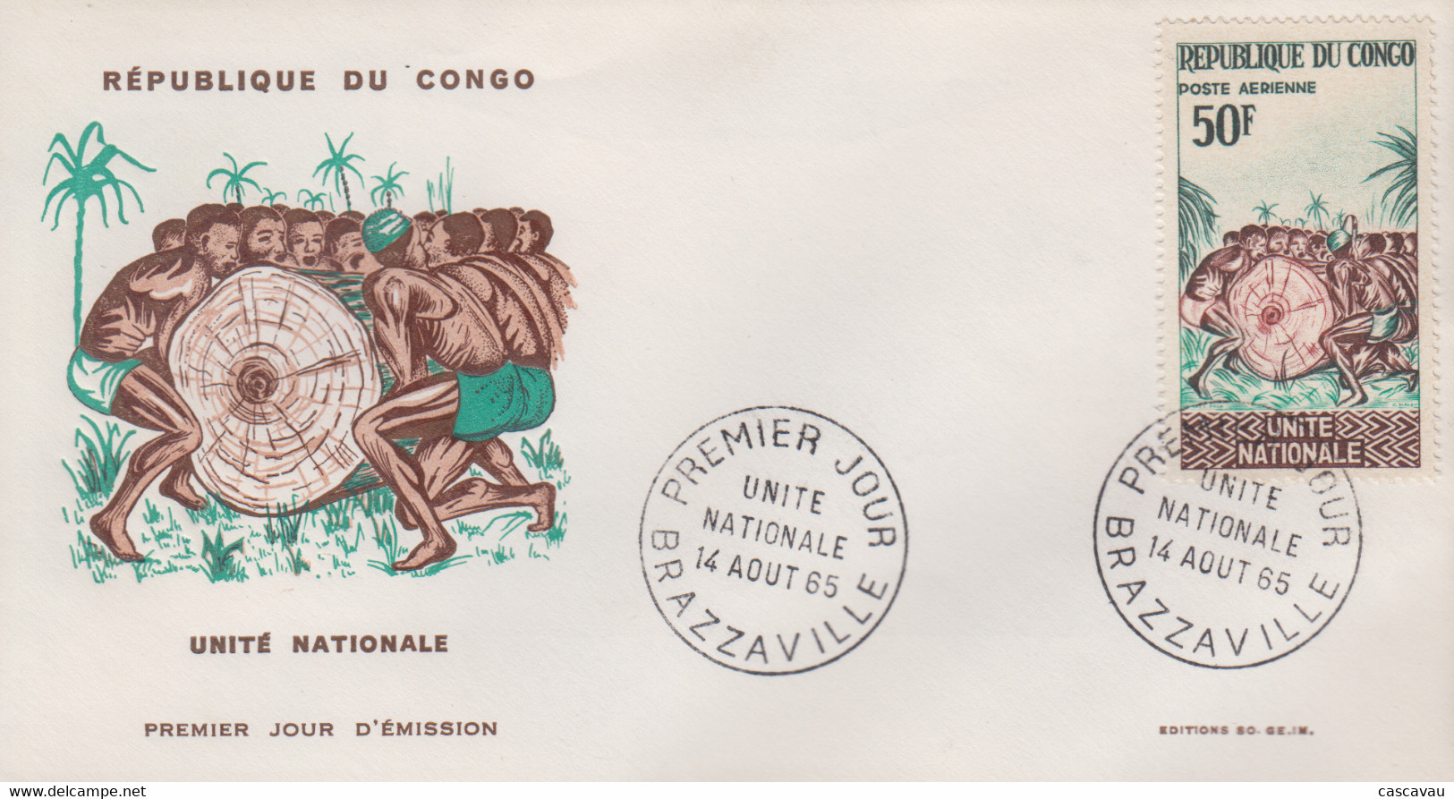 Enveloppe  FDC  1er  Jour   CONGO    Unité   Nationale     1965 - FDC