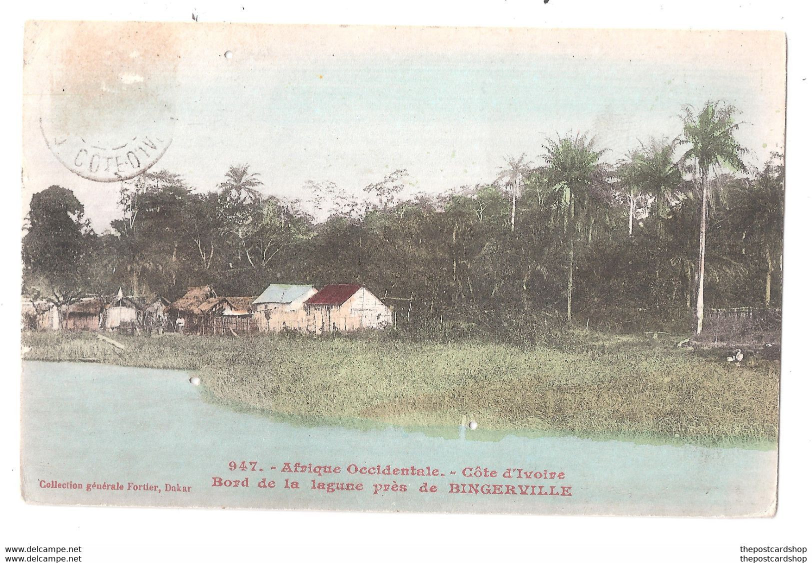 Cote Ivoire Bord De La Lagune Près De Bingerville Carte Voyagée Afrique Occidentale Française - Côte-d'Ivoire