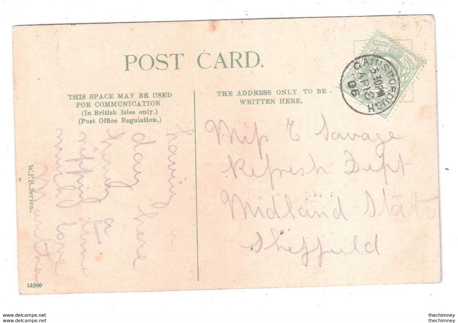 GAINSBOROUGH THIMBLE POSTMARK 1906 THE OLD HALL PC LINCOLNSHIRE - Other & Unclassified