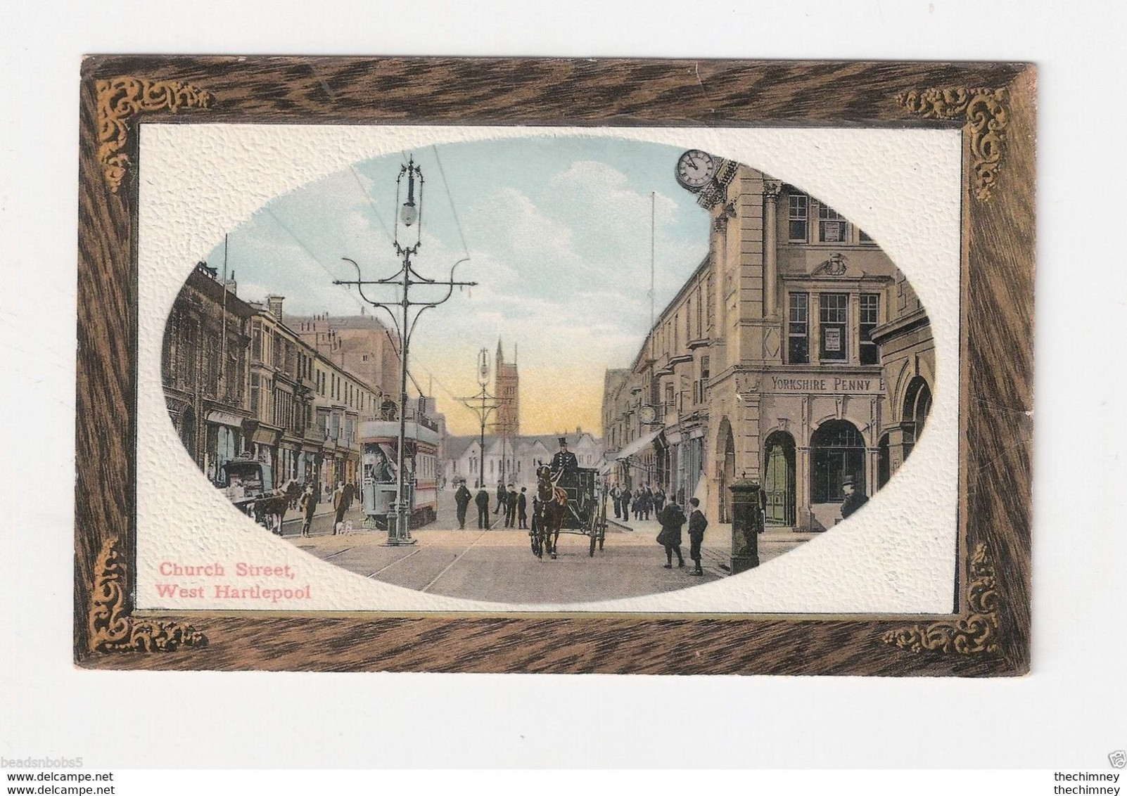 TRAM AND HORSE CARRIAGE ON CHURCH STREET WEST HARTLEPOOL DURHAM - Otros & Sin Clasificación