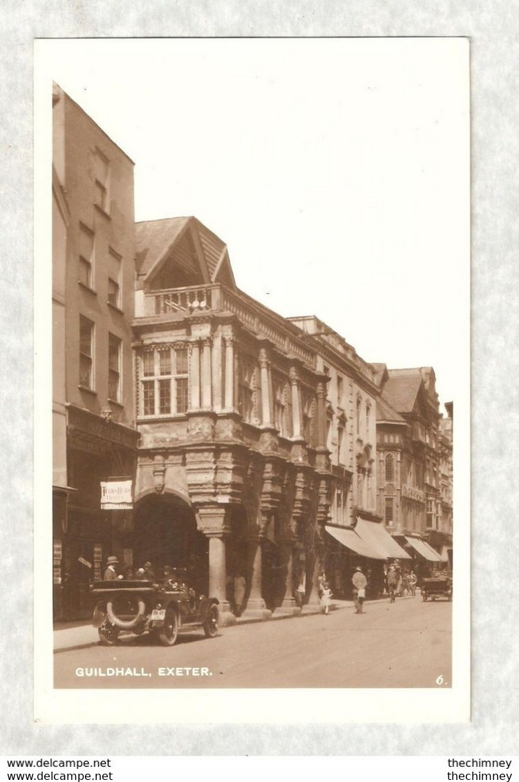 RP EXETER VINTAGE MOTOR CAR LARGE GUILDHALL & HIGH STREET DEVON UNUSED - Exeter