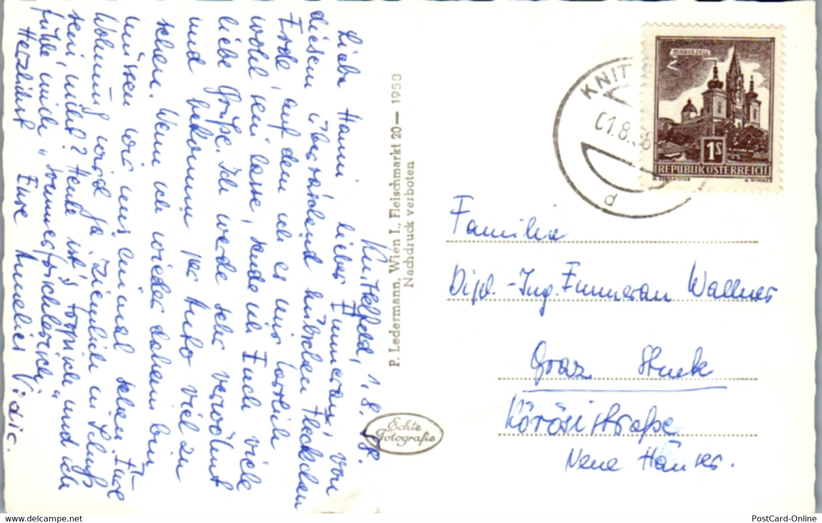 14793 - Steiermark - Knittelfeld , Kapuzinerkirche Und Postgebäude Gegen Zinken , Leicht Beschädigt - Gelaufen 1988 - Knittelfeld