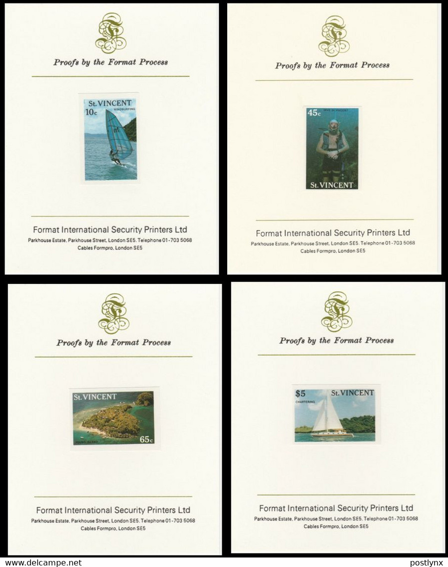 ST.VINCENT 1988 Tourism CROMALIN PROOFS Printer's Folder Cdrs:4 Sailing Scuba Windsurfing Island - Immersione