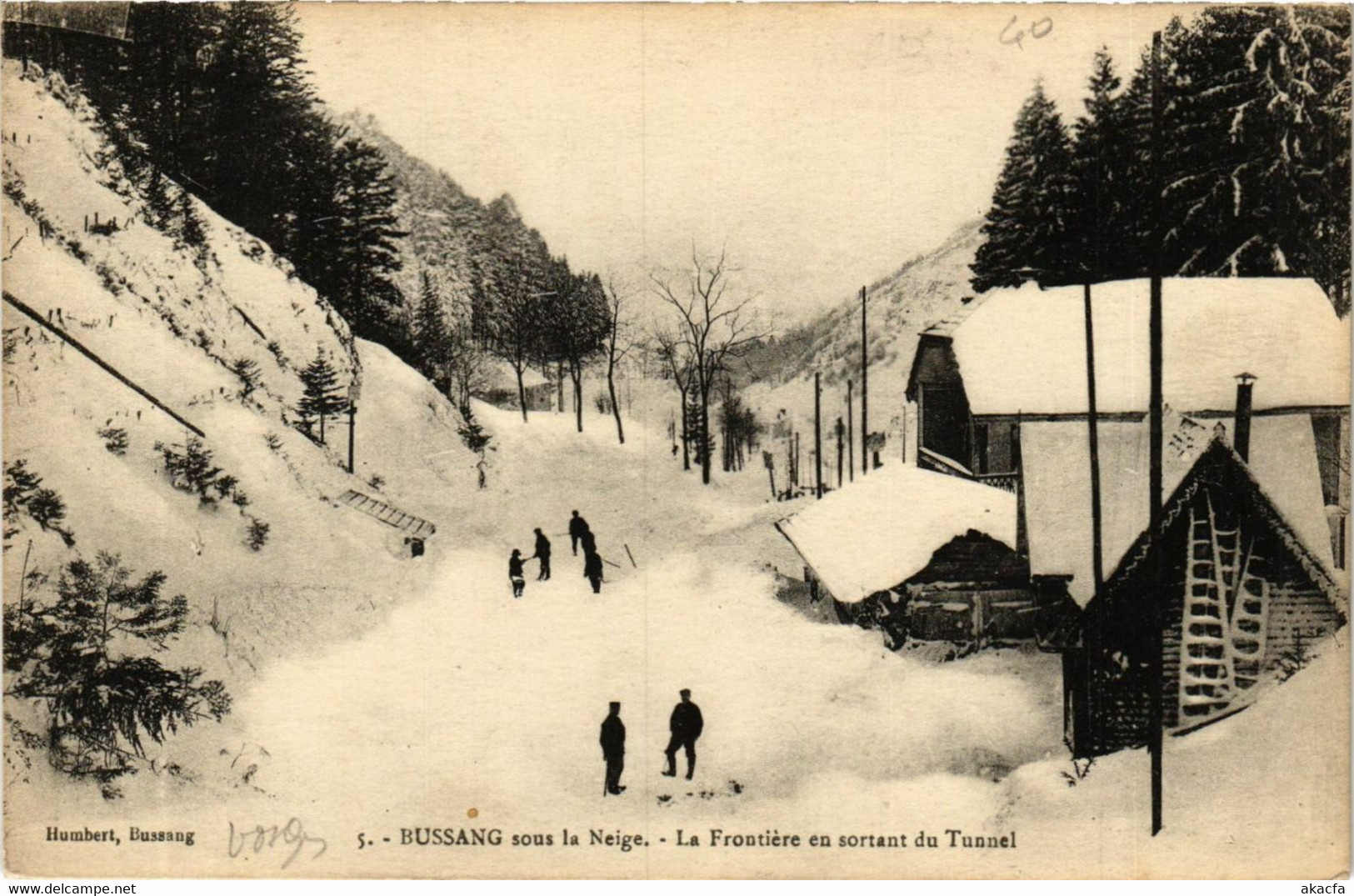 CPA Humbert. BUSSANG Sous La Neige - La Frontiere En Sortant Du Tunnel (406317) - Col De Bussang