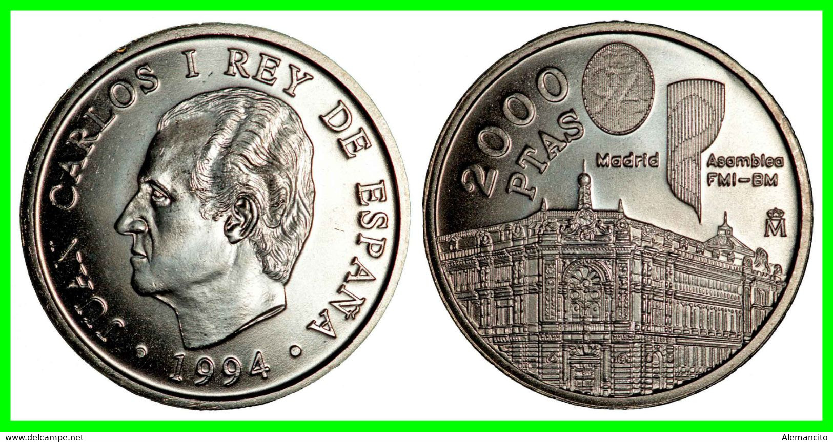 ESPAÑA MONEDA CONMEMORATIVA 2000 PTAS. 1994. PLATA. CUMBRE DEL F.M.I. Y DEL BANCO MUNDIAL. - 2 000 Pesetas