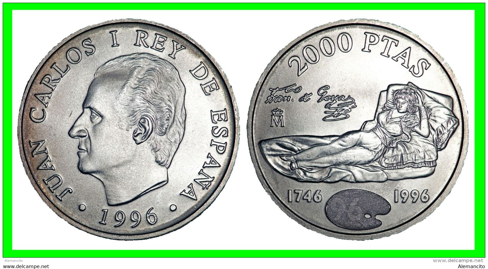 ESPAÑA MONEDA CONMEMORATIVA 2000 PTAS. 1996. PLATA. GOYA. PESO: 18.2 - Gr. DIÁMETRO: 33 - MM. TIRADA: 3.781.150 UNIDADES - 2 000 Pesetas