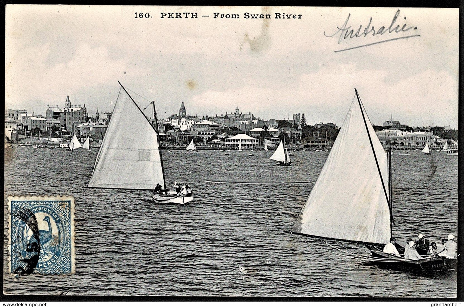 Perth, From Swan River - With New South Wales Emu Stamp 1900-1912 - Perth