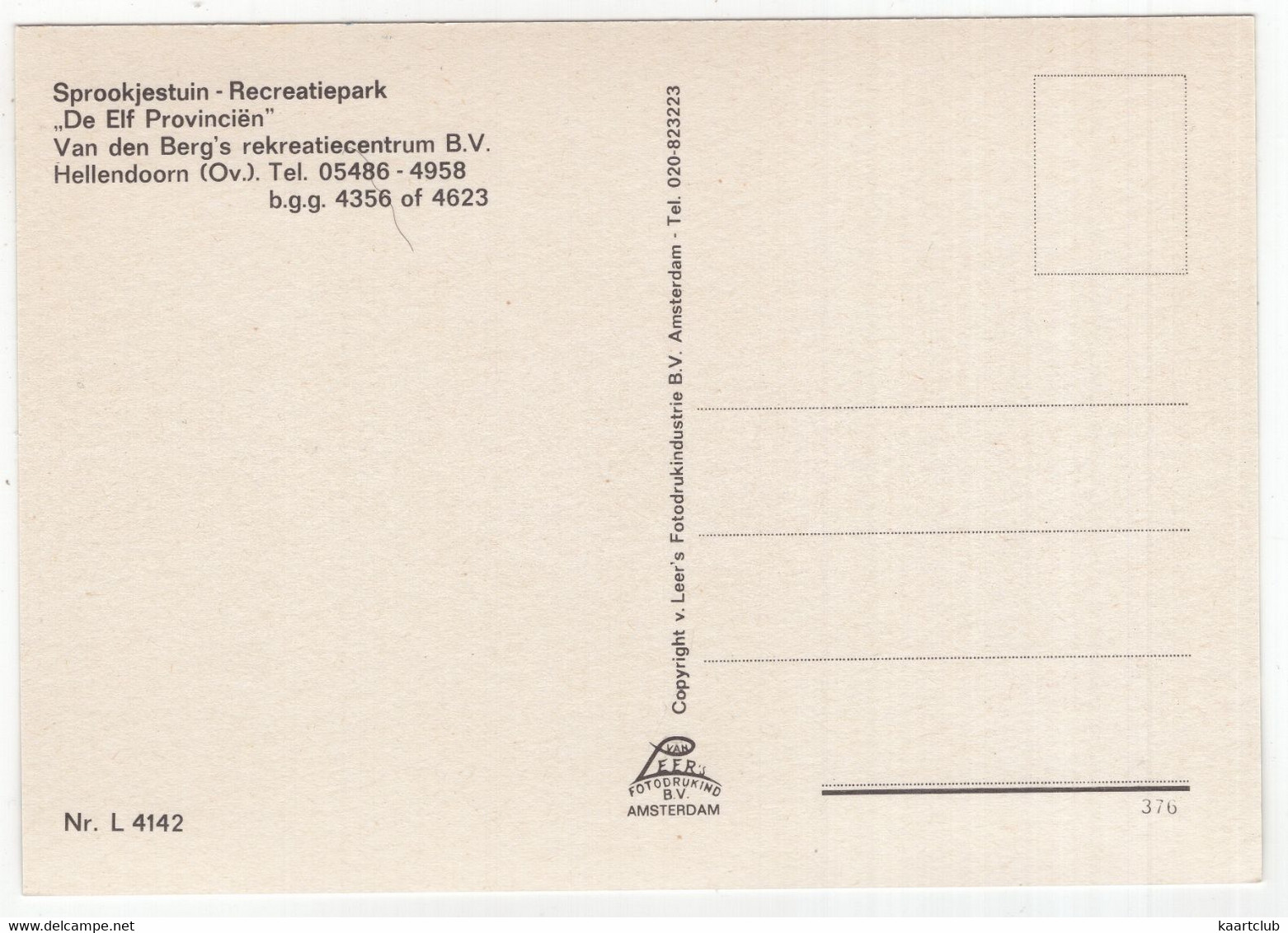 Hellendoorn - Sprookjestuin - Van Den Berg's Rekreatiecentrum  'De Elf Provinciën' - (Overijssel,Nederland) - Nr. L 4142 - Hellendoorn