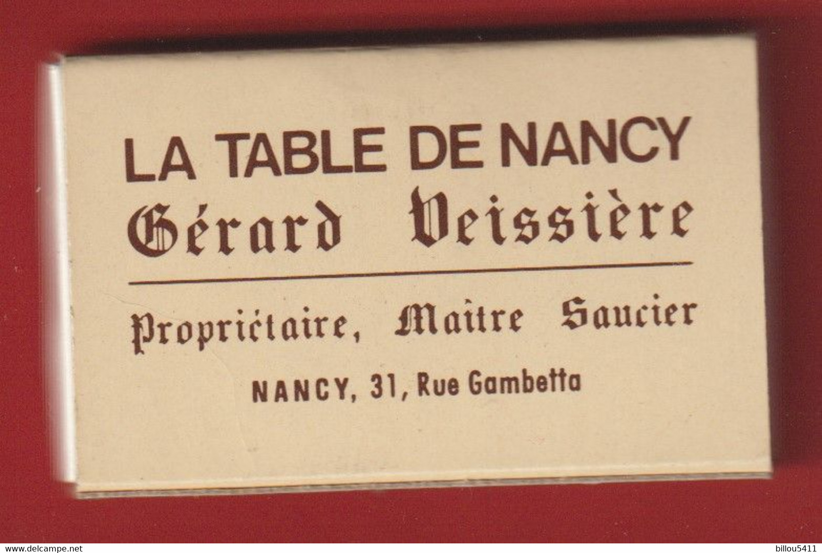 Boites D'allumettes .Restaurant . La Table De Nancy ;Gérard Veissiére - Zündholzschachteln