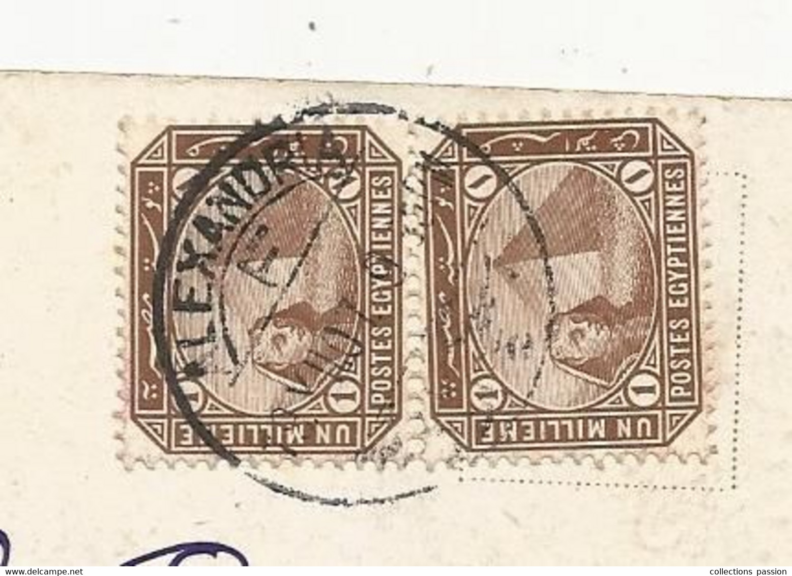 2 Timbres Un Millieme , POSTES EGYPTIENNES Sur Carte Postale , ALEXANDRIA , 1907 , BUON NATALE, 3 Scans - 1866-1914 Khédivat D'Égypte