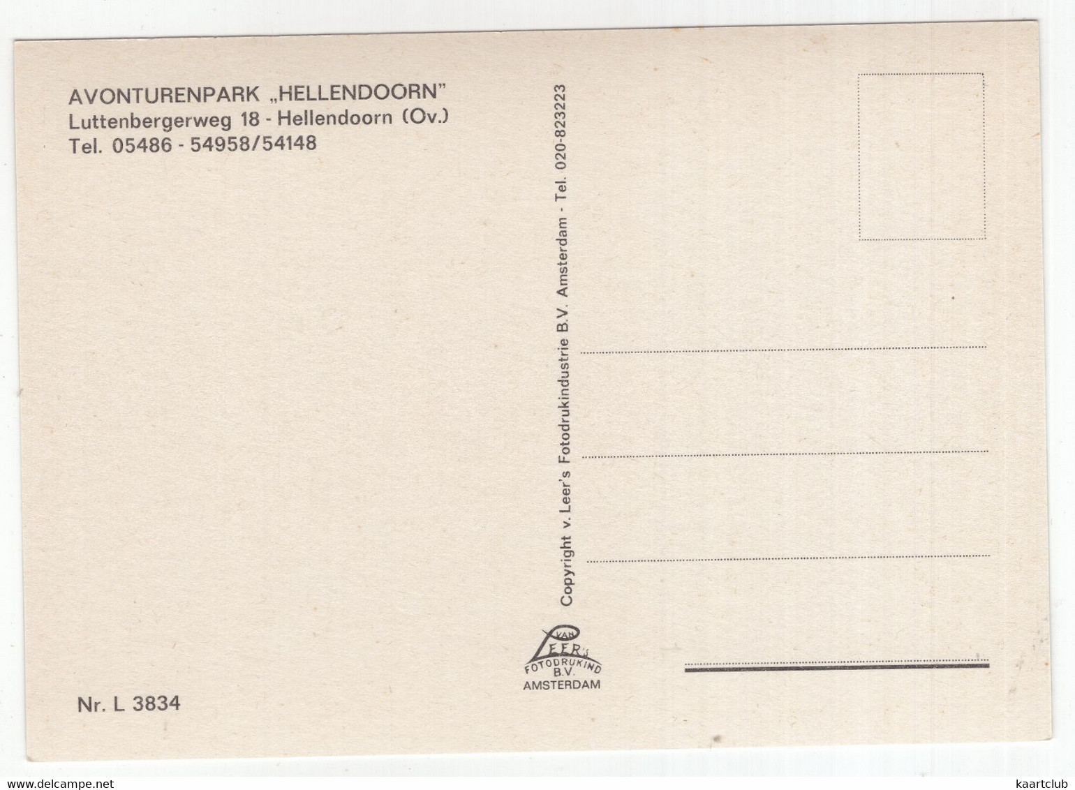 'Sprookjestuin' - Hellendoorn - Avonturenpark, Luttenbergerweg 18 - (Overijssel, Nederland) - Nr. L 3834 - Hellendoorn