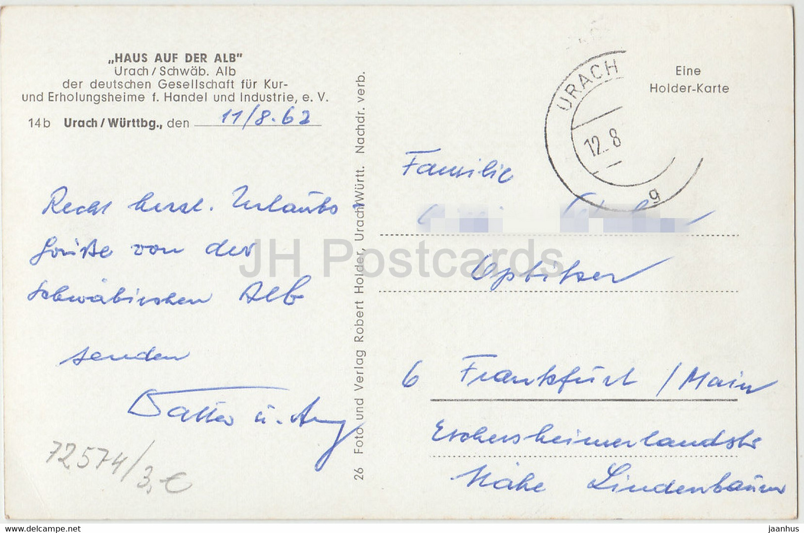 Urach - Haus Auf Der Alb - 1962 - Germany - Used - Bad Urach