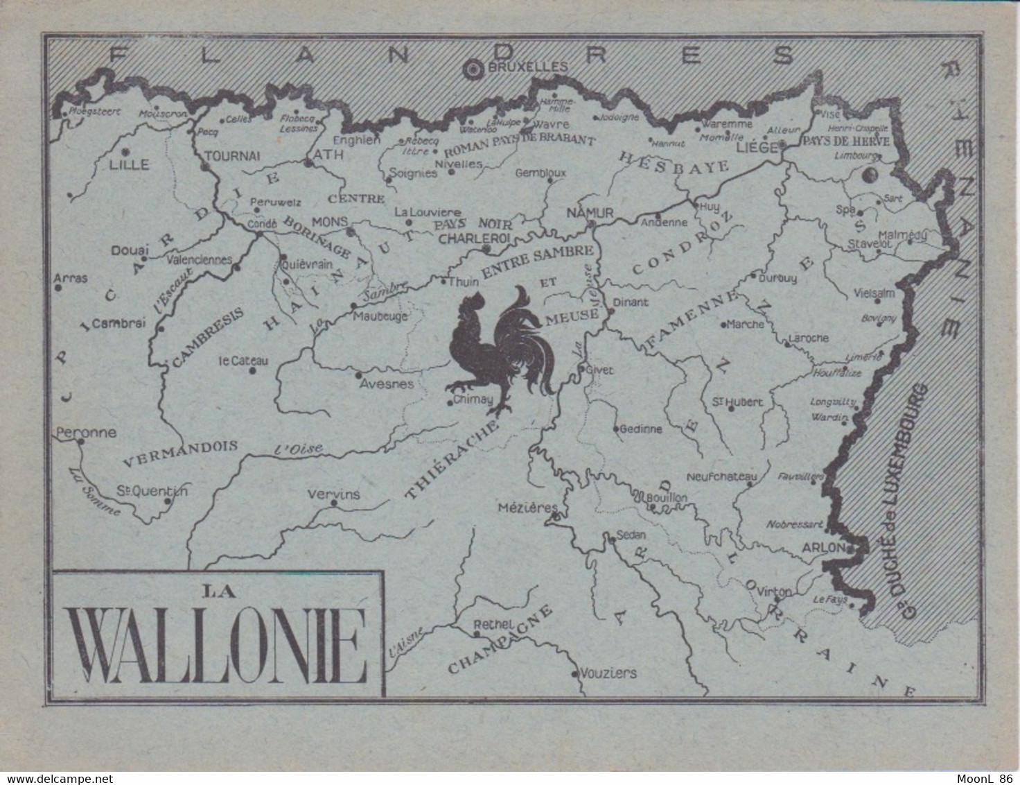 VIEUX DOCUMENT DE LA REGION DE LA WALLONIE - COQ FRANÇAIS  - CARTE GEOGRAPHIQUE - Documenti Storici