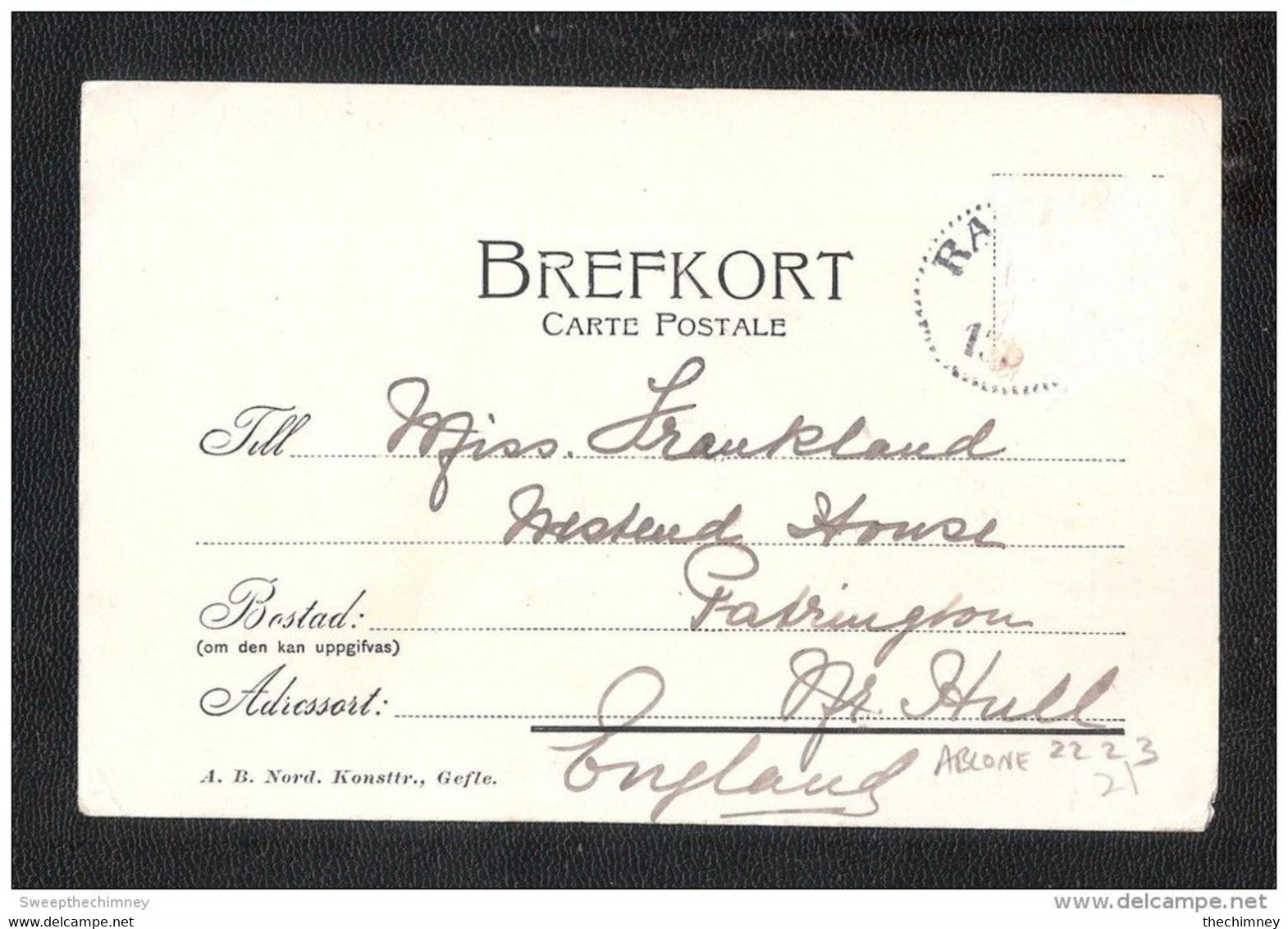 PARTI AF HERNOSAND SUEDE SWEDEN EARLY POSTCARD UNDIVIDED BACK STAMP REMOVED - Suède