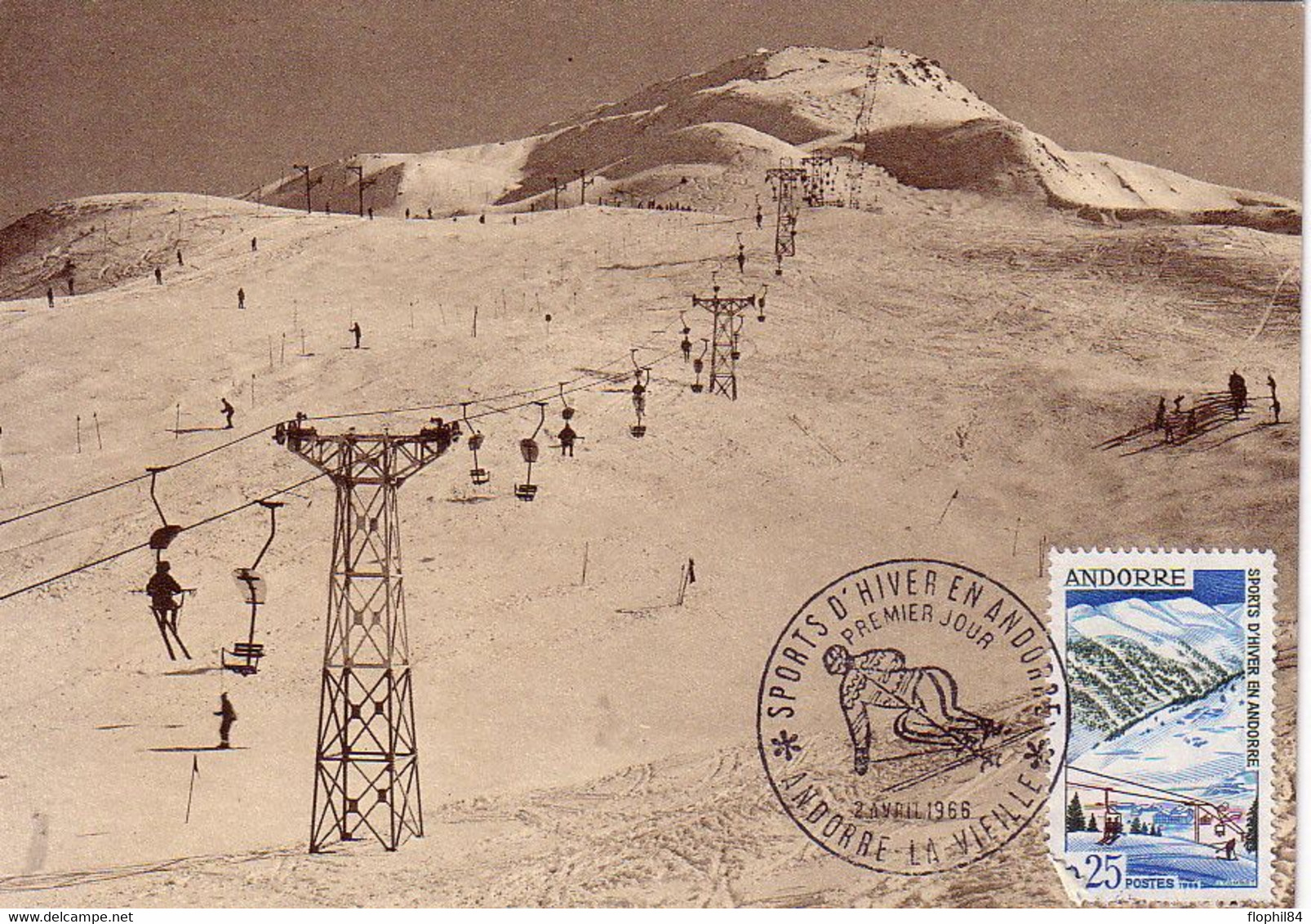 ANDORRE - CARTE MAXIMUM - SPORTS D'HIVER - 2 AVRIL 1968. - Maximumkaarten