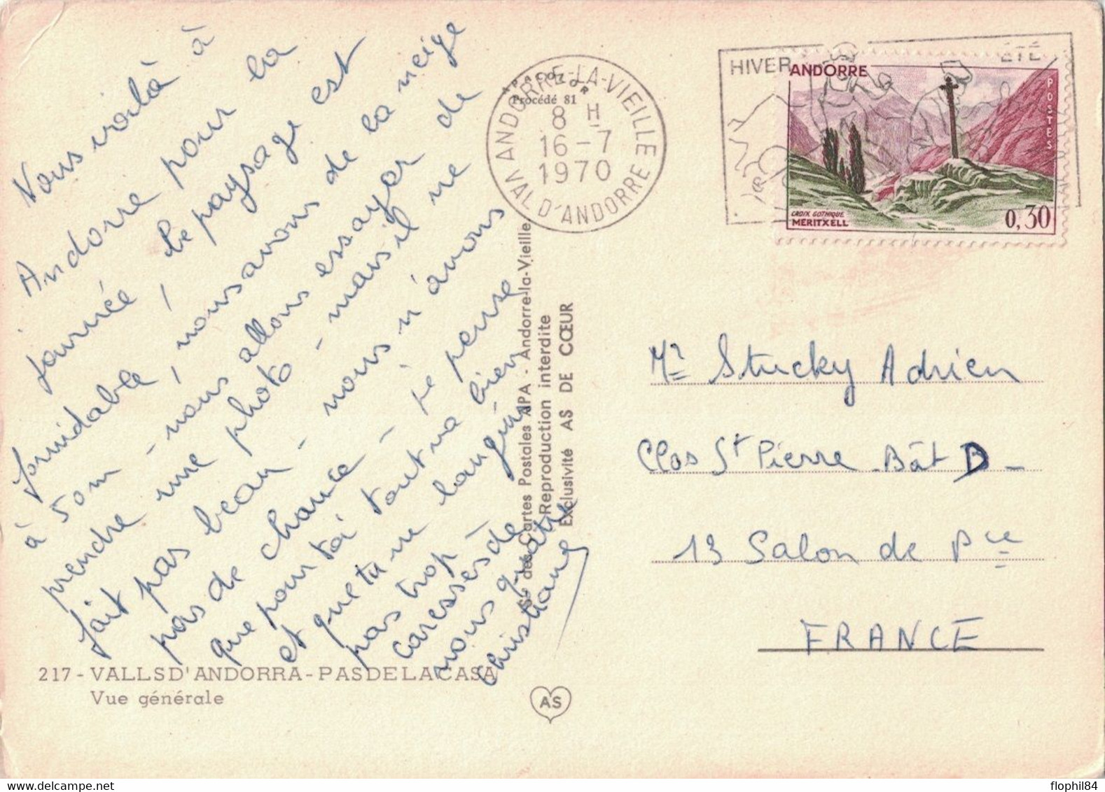 ANDORRE - LA VIEILLE - VAL D'ANDORRE - 16-7-1970 - PAS DE LA CASA. - Maschinenstempel (EMA)