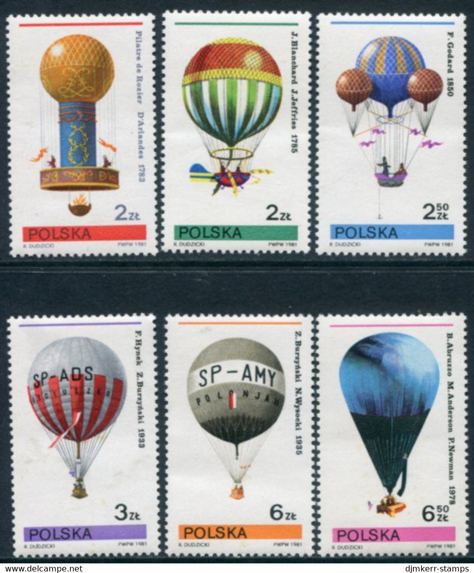 POLAND 1981 Gordon Bennett Balloon Championships  MNH / **.  Michel 2729-34 - Unused Stamps