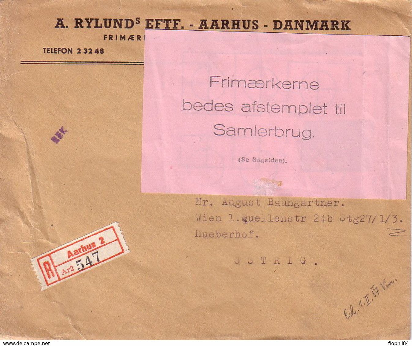 DANEMARK - AARHUS - LETTRE RECOMMANDEE - BEL AFFRANCHISSEMENT. - Máquinas Franqueo (EMA)