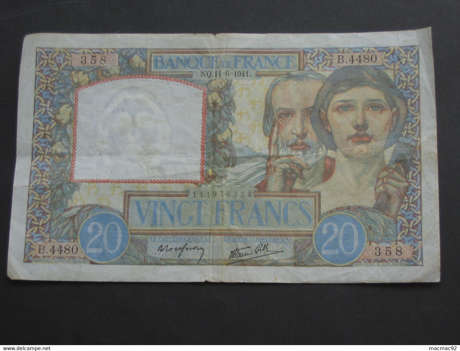 20 Vingt Francs - Science Et Travail - 11=6=1941  **** EN ACHAT IMMEDIAT **** - 20 F 1939-1942 ''Science Et Travail''