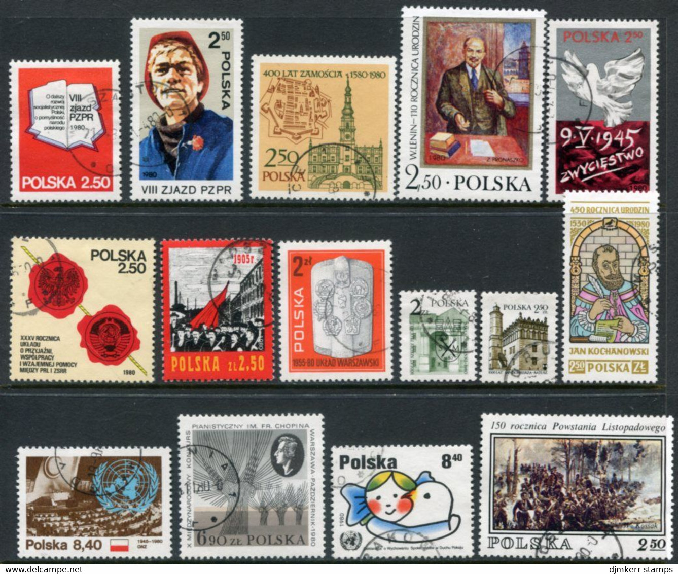 POLAND 1980 Fourteen Commemorative Issues Used. - Gebraucht