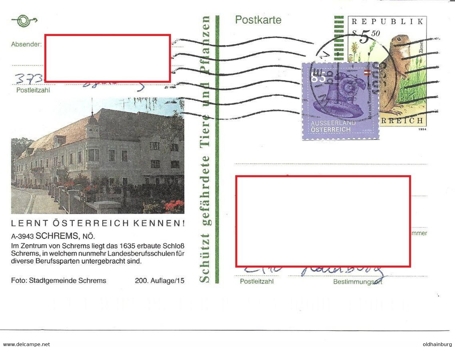 1881b: Aufbrauch Der Bildpostkarte Schrems, Noch In Schilling- Währung, In Der Euro- Zeit - Schrems