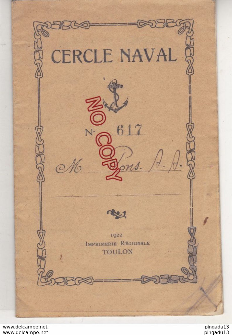 Au Plus Rapide Marine Nationale France Cercle Naval Toulon 1922 Carnet D'achats Commerce Dames De France ... - Bateaux