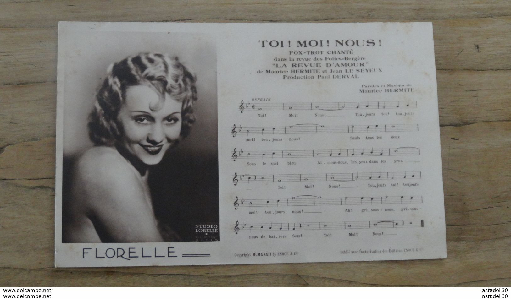 FLORELLE : Partition De Chanson : Toi, Moi, Nous  ................ PJ-50 - Music And Musicians