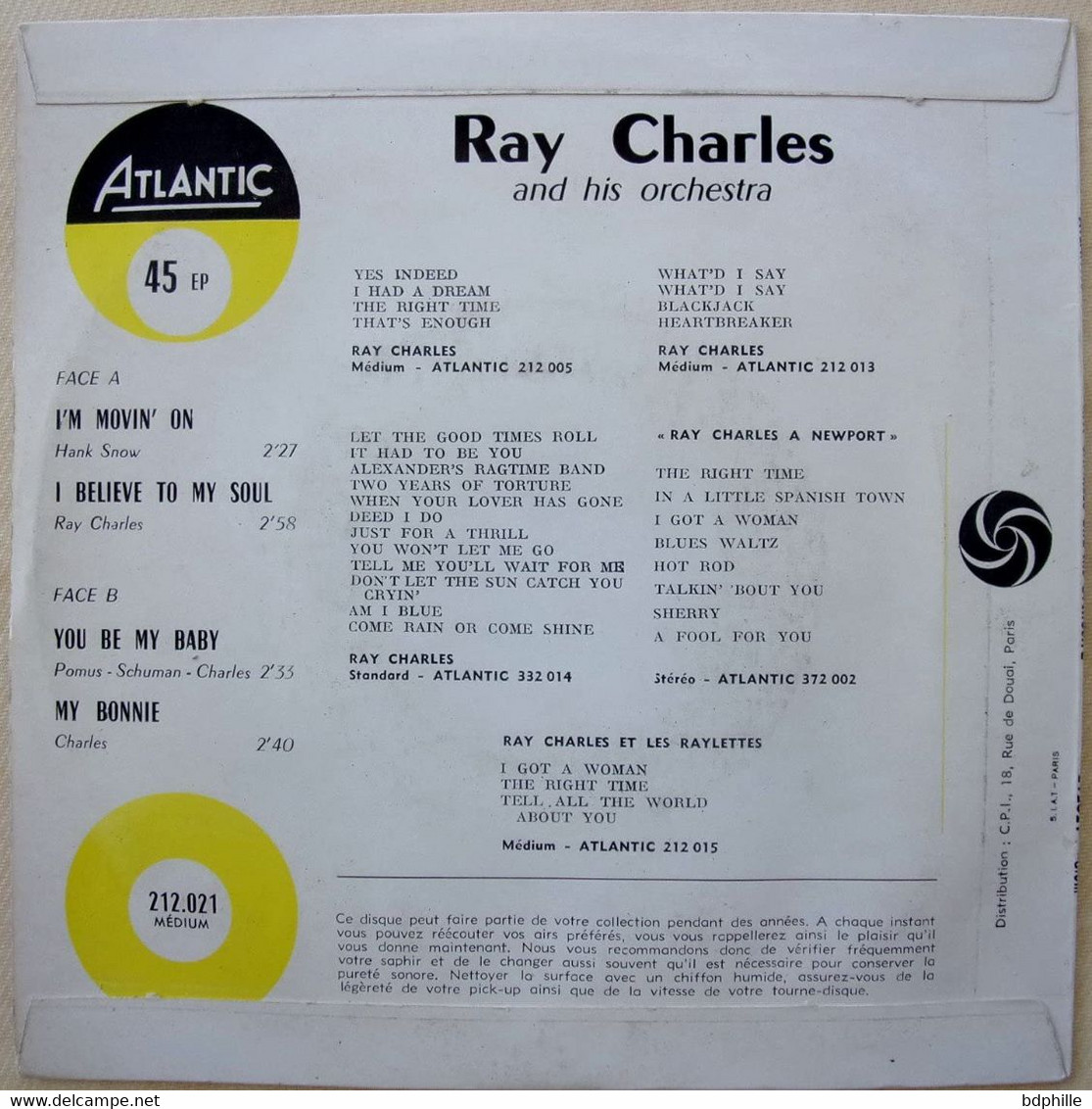 Ray Charles I'M Movin On EP 45 TBE - Soul - R&B