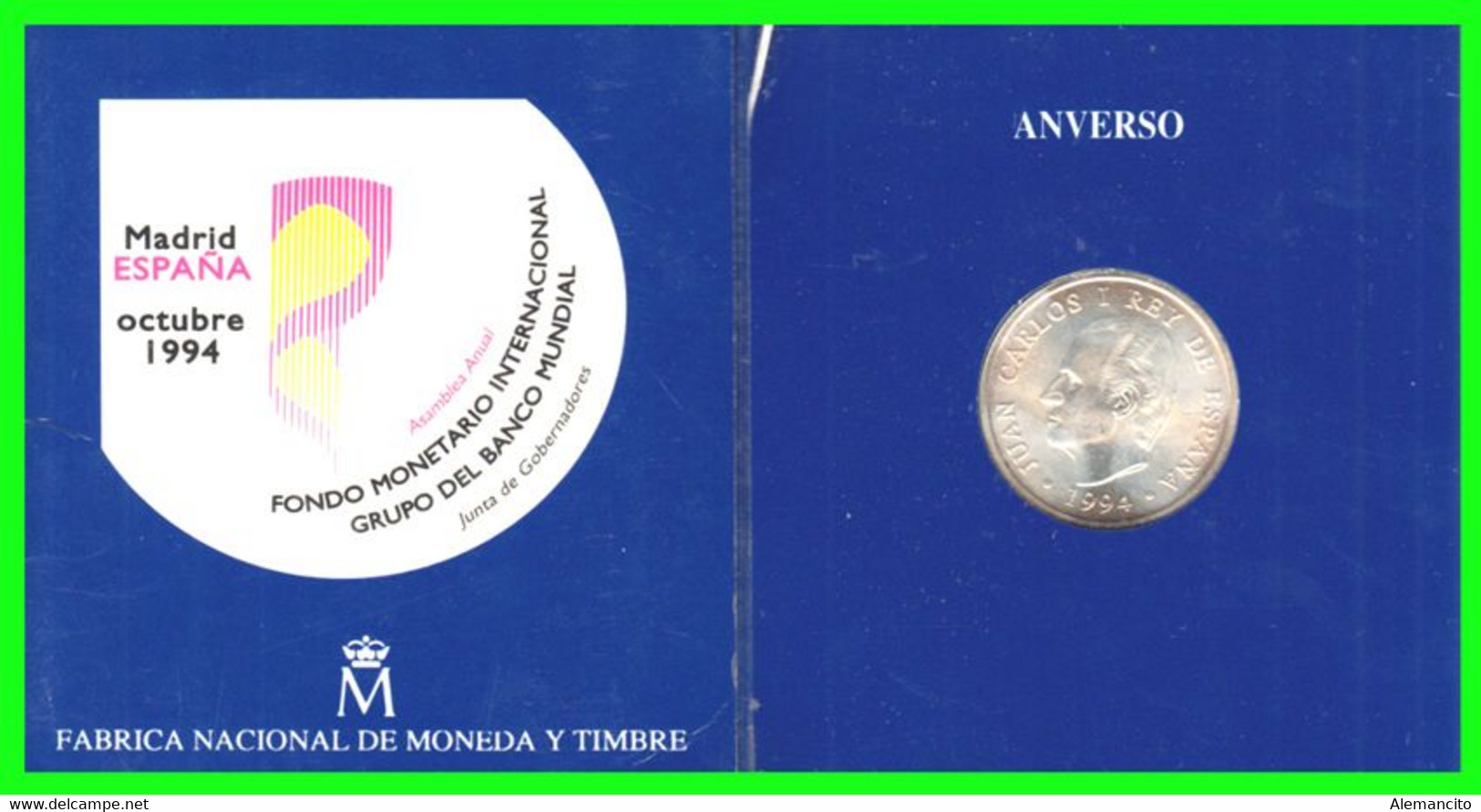 ESPAÑA ESTUCHE CARTERA OFICIAL PLATA  DEL AÑO 1994 2000 PTAS JUAN CARLOS I FMI FNMT - 2 000 Pesetas