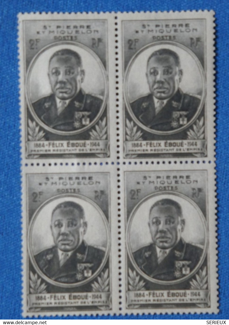 #1 ST PIERRE MIQUELON BEAU BLOC DE 4 T.P NEUFS  1944 BELLE GOMME ORIGINE - Blocks & Sheetlets