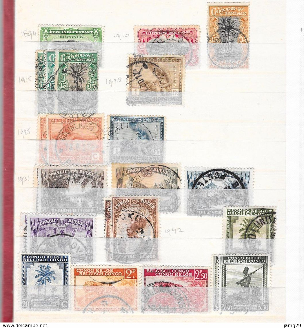 Belgisch Congo, Ca. 150 Postzegels, 1894 T/m 1971 - Verzamelingen