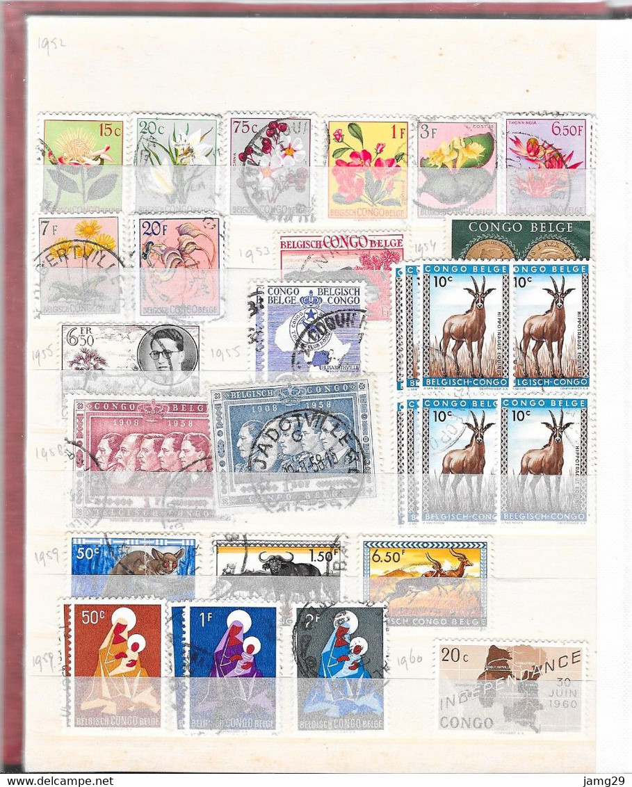 Belgisch Congo, Ca. 150 Postzegels, 1894 T/m 1971 - Colecciones