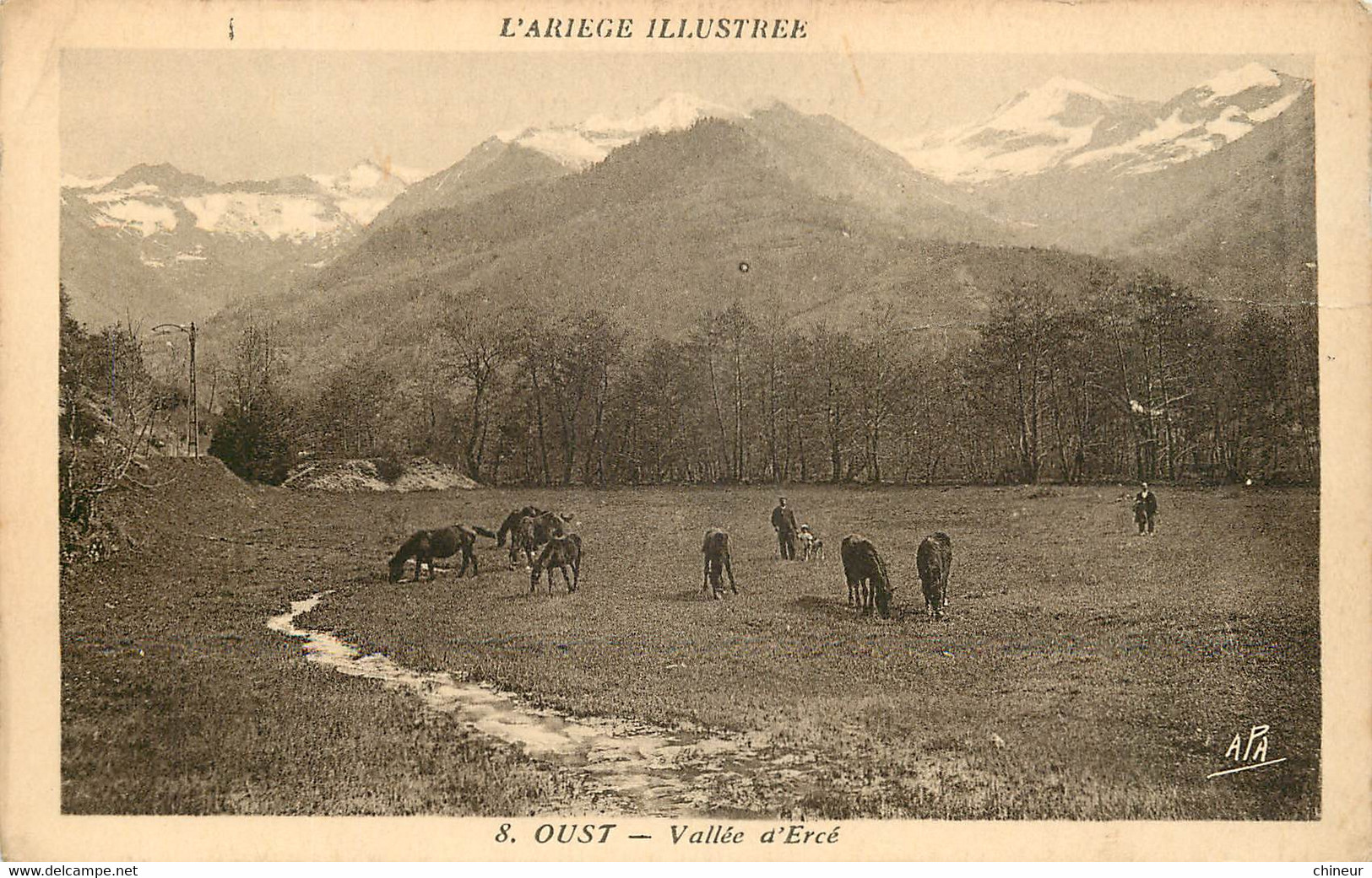 OUST VALLE D'ERCE TROUPEAU DE CHEVAUX  CARTE SEPIA - Oust